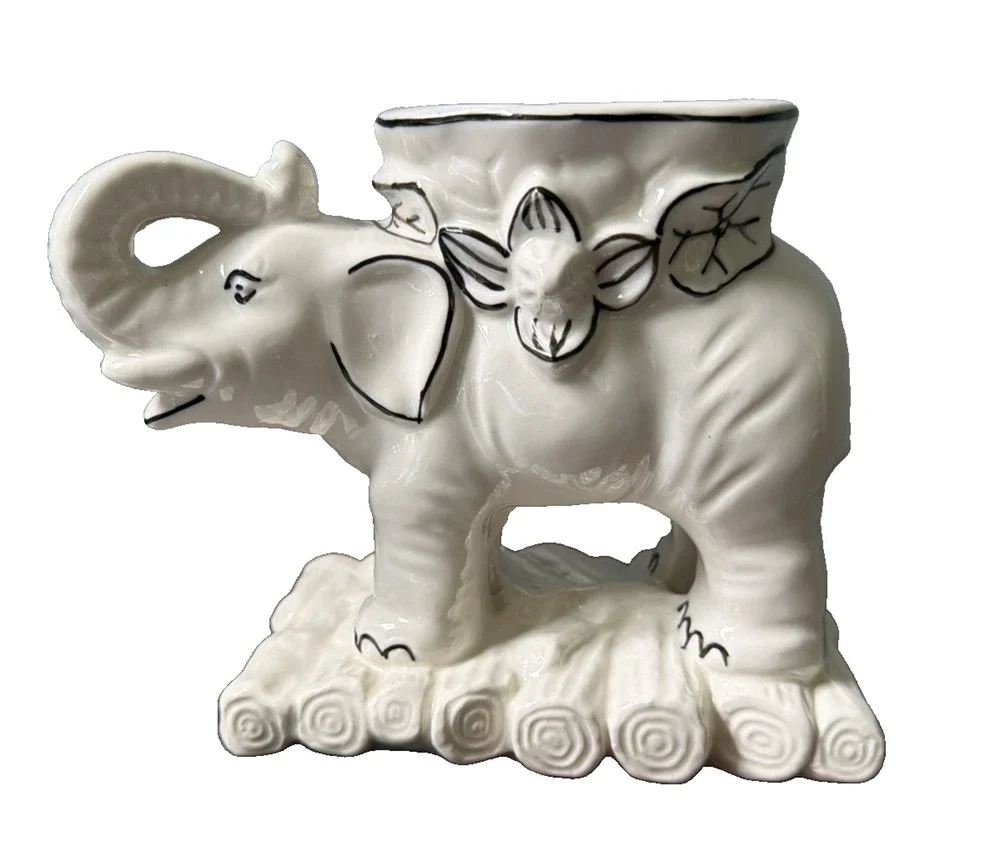 Vintage Made in Japan Elephant Ceramic Planter